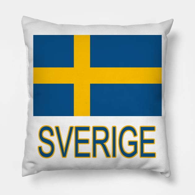 The Pride of Sweden - Swedish National Flag Design (in Swedish - Sverige) Pillow by Naves