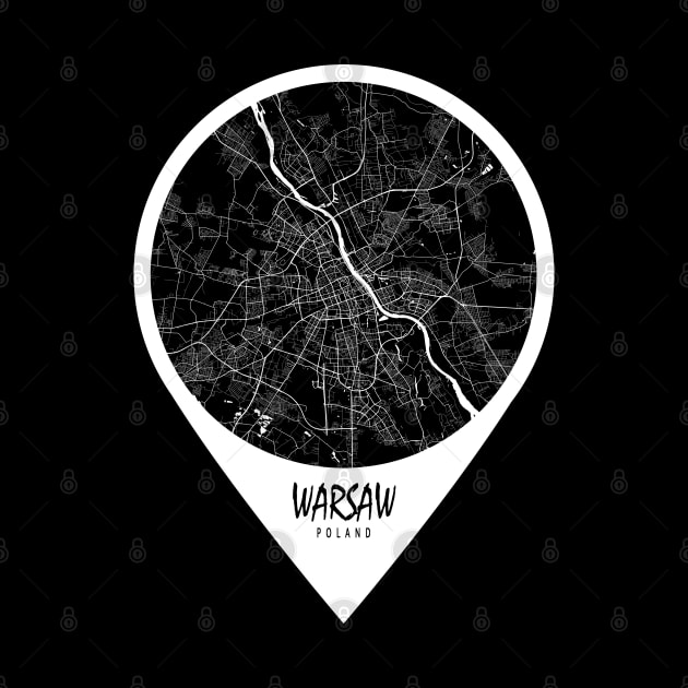 Warsaw, Poland City Map - Travel Pin by deMAP Studio