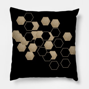 Mid Century Modern minimalist Black gold geometric pattern Pillow