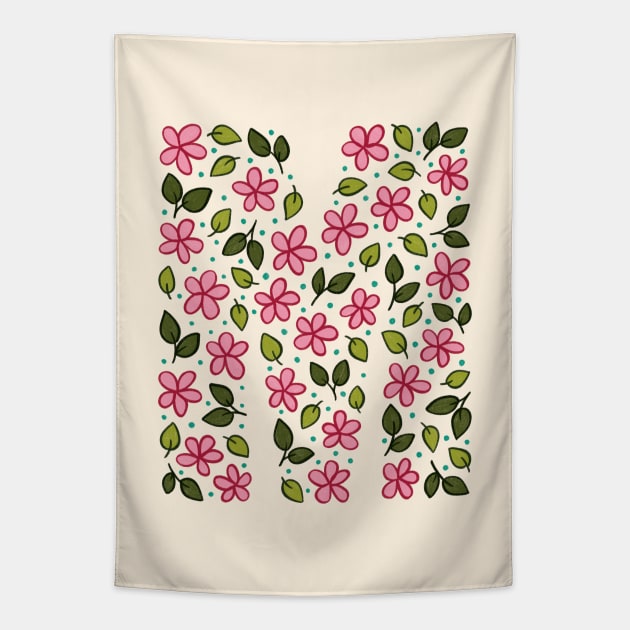 Floral Monogram Letter M Tapestry by SRSigs