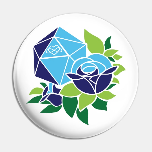 Pretty POLY Rose Polyamory Pride Pin by thedicegoddess