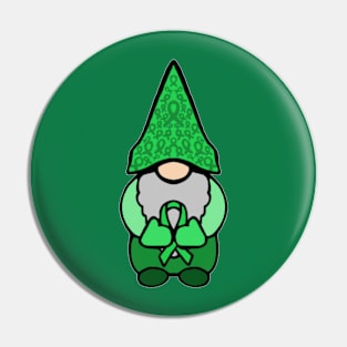 Gnome Holding Green Awareness Ribbon Pin