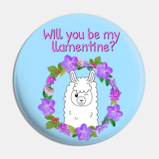 Will you be my valentine? Cute llama Pin