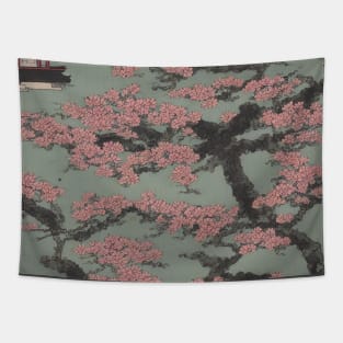 Japanese sakura, ukiyo e style art Tapestry