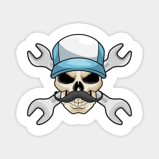 Skull with Mustache & Wrench Magnet