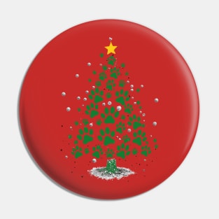 Dog Lover Paw Print Christmas Tree Pin