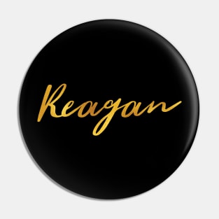 Reagan Name Hand Lettering in Faux Gold Letters Pin