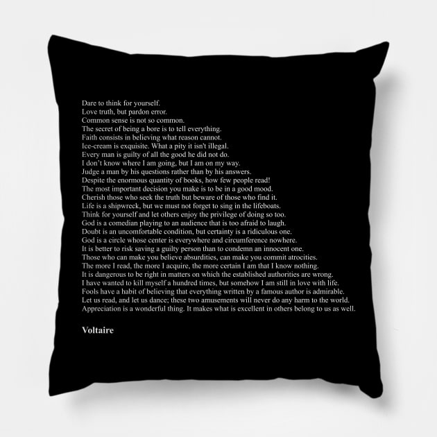 Voltaire Quotes Pillow by qqqueiru