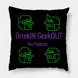 DrinkIN GeekOUT (corner heads) Pillow