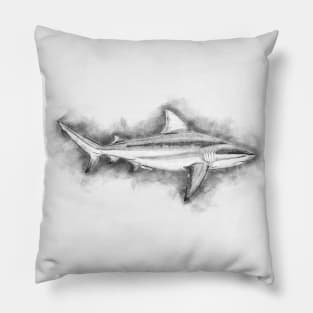 BULL SHARK Fine Art Sketch Drawing for the Ocean and Animal Lovers Pillow