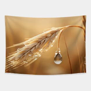 Wheat Water Drop Nature Serene Tranquil Tapestry