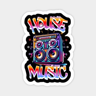 HOUSE MUSIC  - Graffiti Speaker Logo (white/blue/red) Magnet