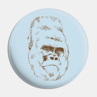 Gorilla Head Line Art Pin