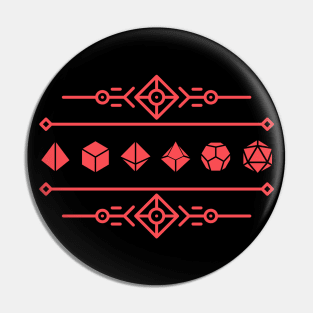 Minimalist Geometric Red Polyhedral Dice Set Pin