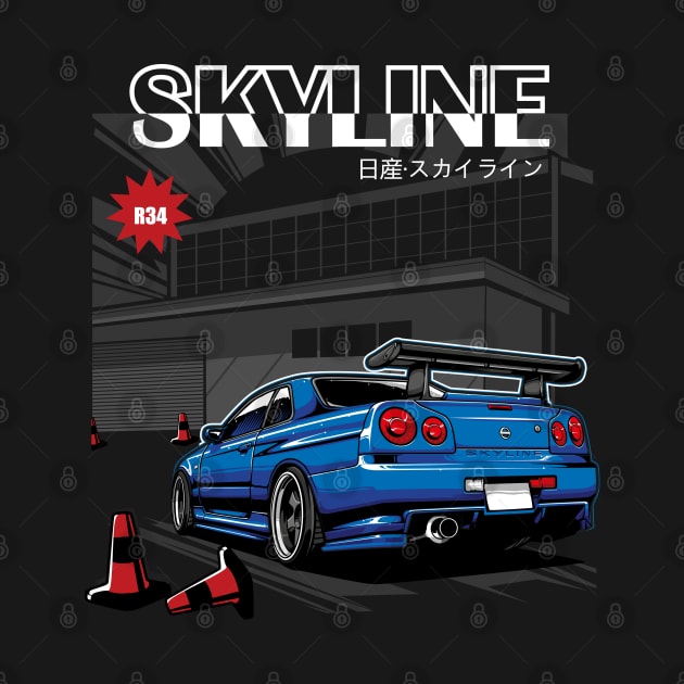 Nissan Skyline R34 Blue by JDMAPEX