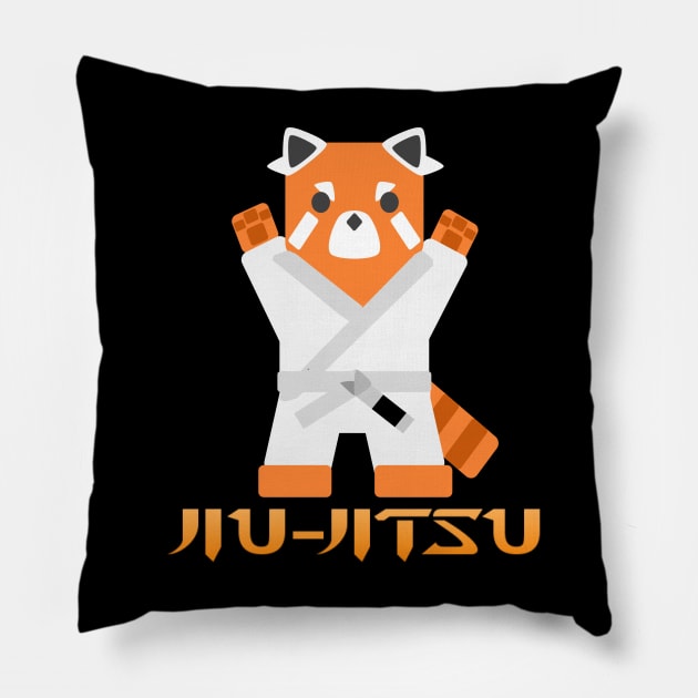 Jiu-Jitsu Red Panda -White Belt- Pillow by TheConcernedPanda