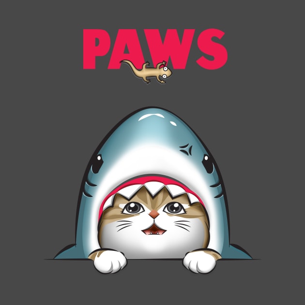 Paws Cat Shark Attack Cute Funny Cat Parody Top by Digitalartrock