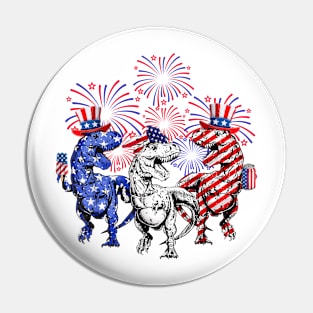 Red White Blue T Rex Dinosaur Firework 4th Of July Pin