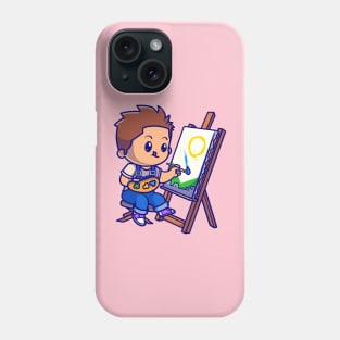 Cute Boy Is Painting Cartoon Phone Case