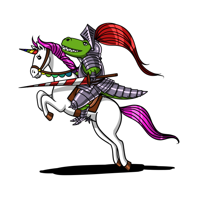 T-Rex Dinosaur Knight Riding Unicorn by underheaven