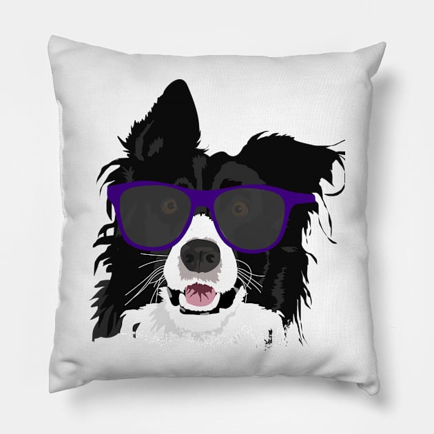 Funny Border Collie With Hip Cool Sunglasses Design Pillow by TF Brands