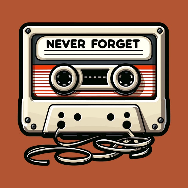 Never Forget - Retro Cassette Tape - Vintage Old School by TeeTopiaNovelty