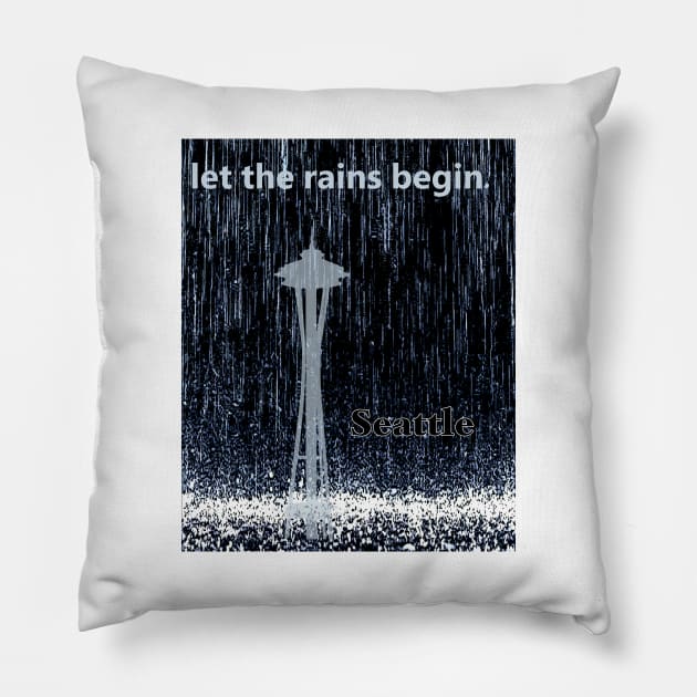 Seattle rain Pillow by amigaboy