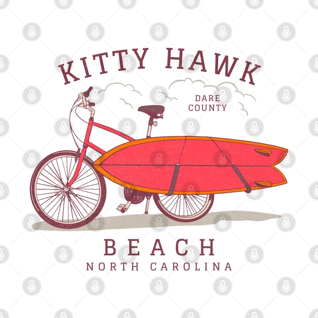 Kitty Hawk, NC Summer Vacation Bike and Surfboard by Contentarama