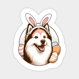 American Eskimo Dog with Bunny Ears Celebrates Easter Magnet