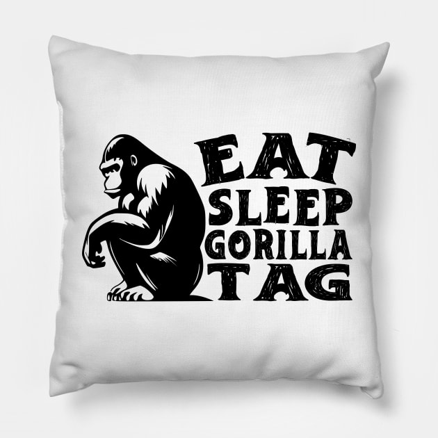 Gorilla Tag VR Gamer Shirt for Kids, Teen Eat Sleep Gorilla T-Shirt Pillow by KRMOSH