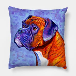 Devoted Guardian Colorful Brindle Boxer Dog Pillow