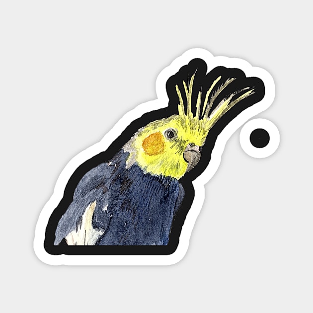 Cockatiel Watercolor Illustration Magnet by Sandraartist