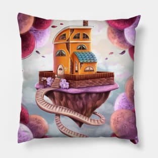 House on a flying island Pillow