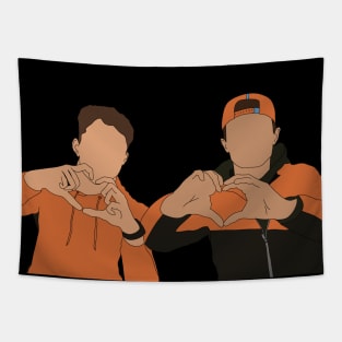 Digital drawing Lando Norris Oscar Piastri hearts McLaren Formula 1 Tapestry