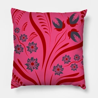 Folk floral print . Flowers abstract art , poster. Pillow