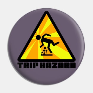 Yellow Trip Hazard Psychedelic Warning Sign Pin