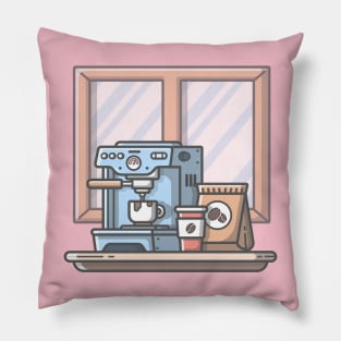 Coffee Machine Cartoon Pillow