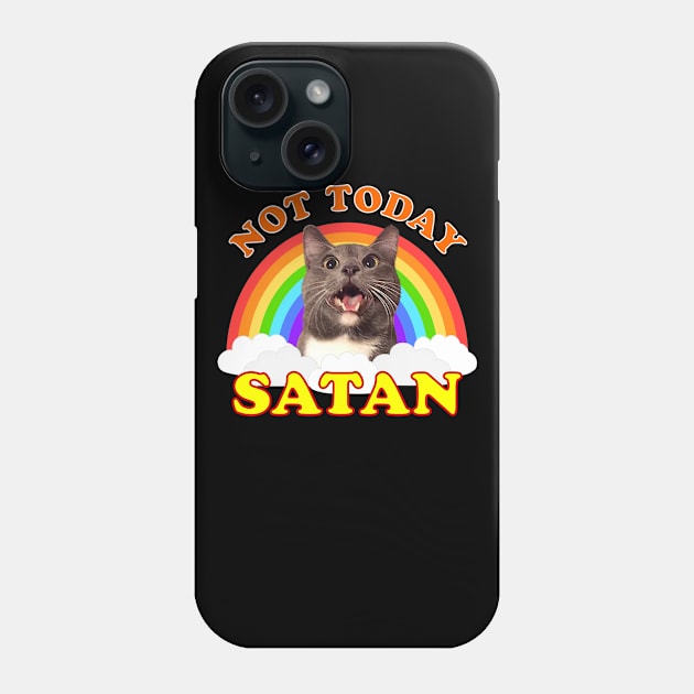 Not Today Satan Cat (Black Background) Phone Case by RogerTheCat