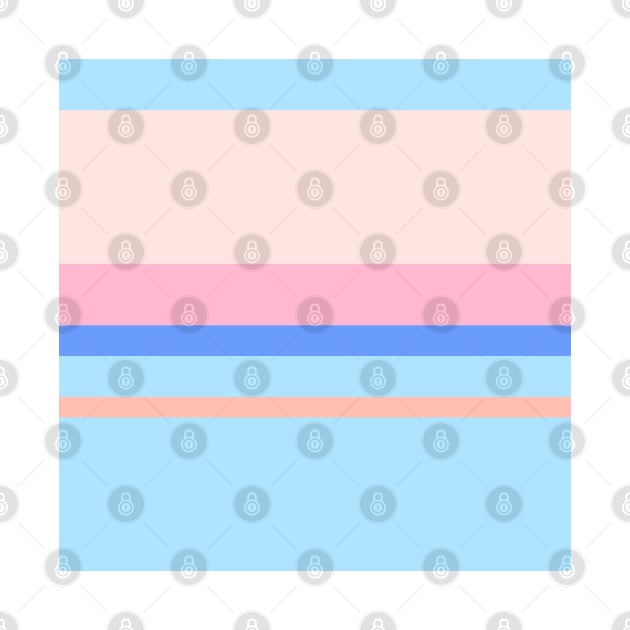 A lovely shape of Powder Blue, Cornflower Blue, Baby Pink, Misty Rose and Pale Rose stripes. by Sociable Stripes