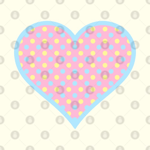 Pink, Yellow and Blue Polka Dot Heart by bumblefuzzies