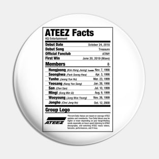 ATEEZ Kpop Nutritional Facts Pin