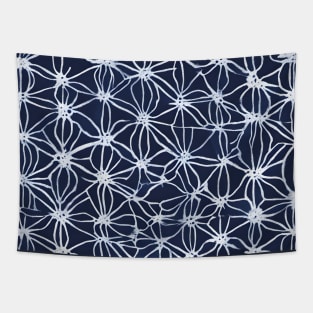 Japanese tiye dye shibori pattern, indigo blue and white Tapestry