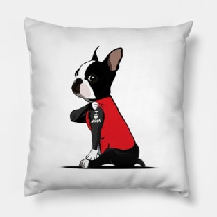 Tattoo Boston Terrier Mom I Love Mom Pillow