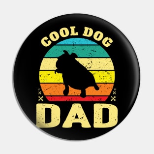 Retro Cool Bulldog Dog Dad Pin
