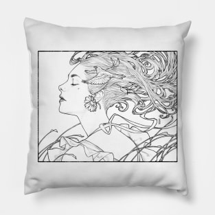 Summer Wind_line art Pillow