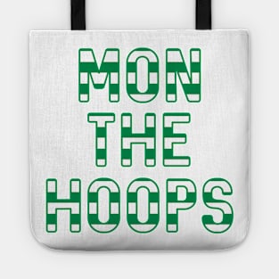 Mon The Hoops, Glasgow Celtic Football Club Green and White Striped Text Design Tote