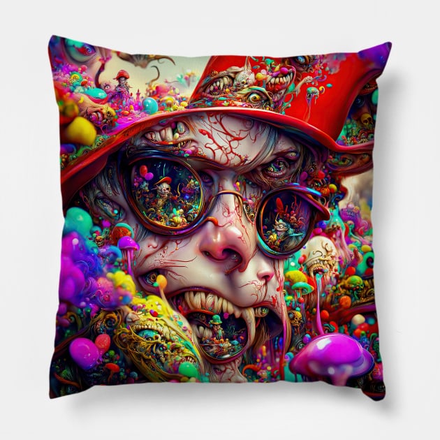 Fear And Loathing In Wonderland #12 Pillow by aetherialdnb