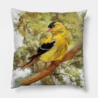 Green Shades Goldfinch Pillow