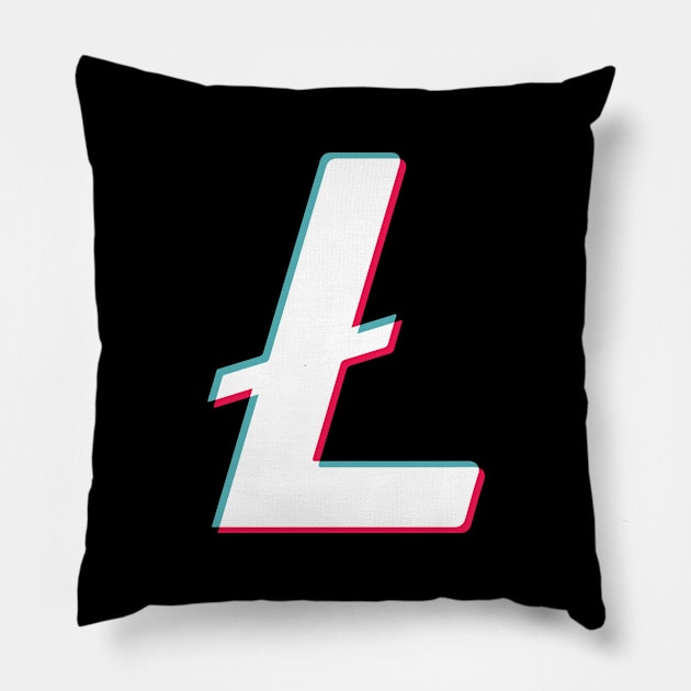 Litecoin Social Media App blue pink glitch modern typography art gift Pillow by star trek fanart and more