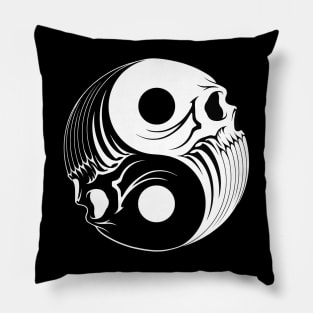 Black and White Yin Yang Skulls Pillow